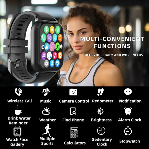 Smartwatch Bluetooth com tela de toque completa, Android e Iphone, para homens e mulheres - Image 2