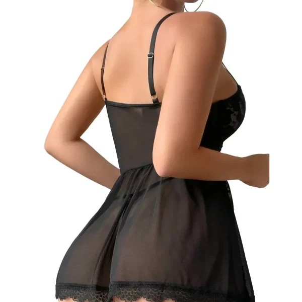 Conjunto de lingerie sexy e erótica transparente, sutiã e calcinha sexy de renda - Image 5